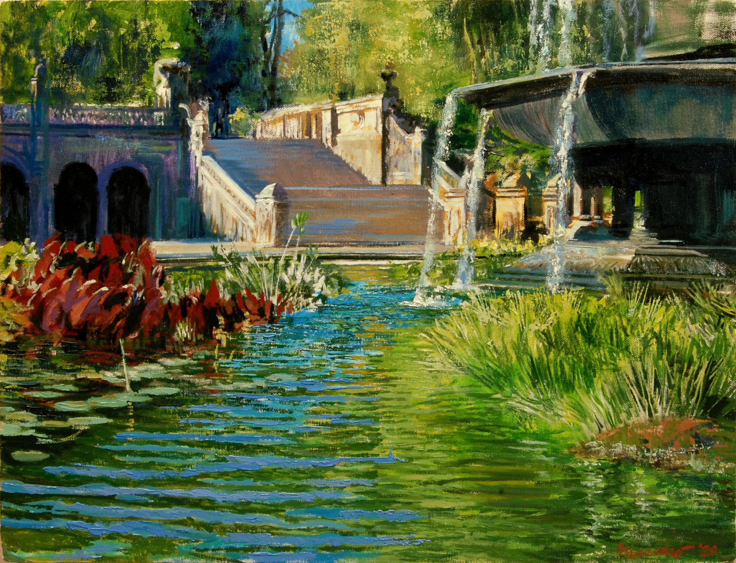 Under Bethesda Fountain, Oil Painting - Art by Onelio Marrero