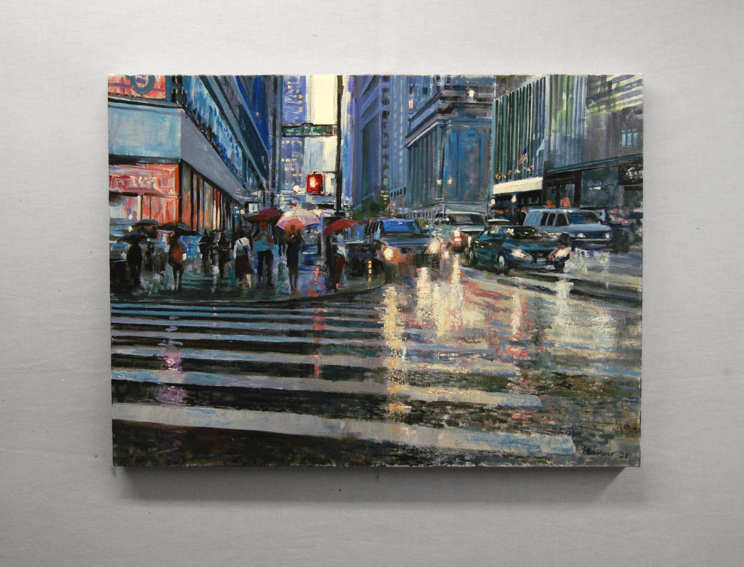 <p>Artist Comments<br />While walking in midtown Manhattan, artist Onelio Marrero felt the desire to capture the rain and afternoon light as it started to fade. 