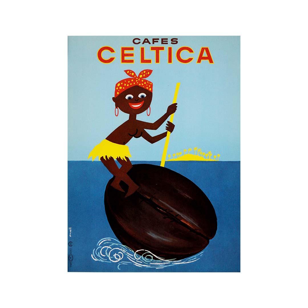 Circa 1960 original poster by Onell for Cafes Celtica