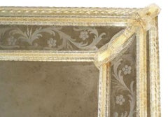 Ongaro e Fuga Italian Venetian Murano Etched Floral Design Wall Mirror
