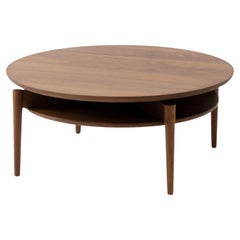 'Ongo' Coffee Table in Walnut and With Shelf for Hida