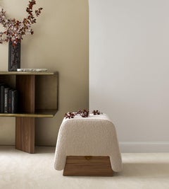 Onigiri Wool and Walnut Pouf by Morica Design