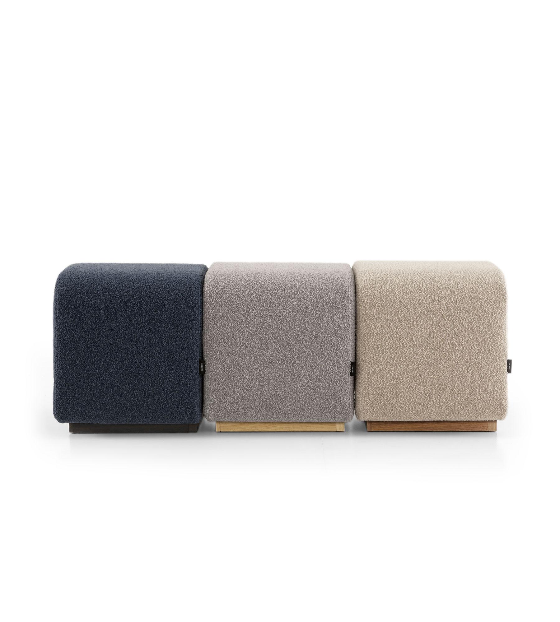 Contemporary Onigiri Wool and Walnut Pouf by Morica Design For Sale
