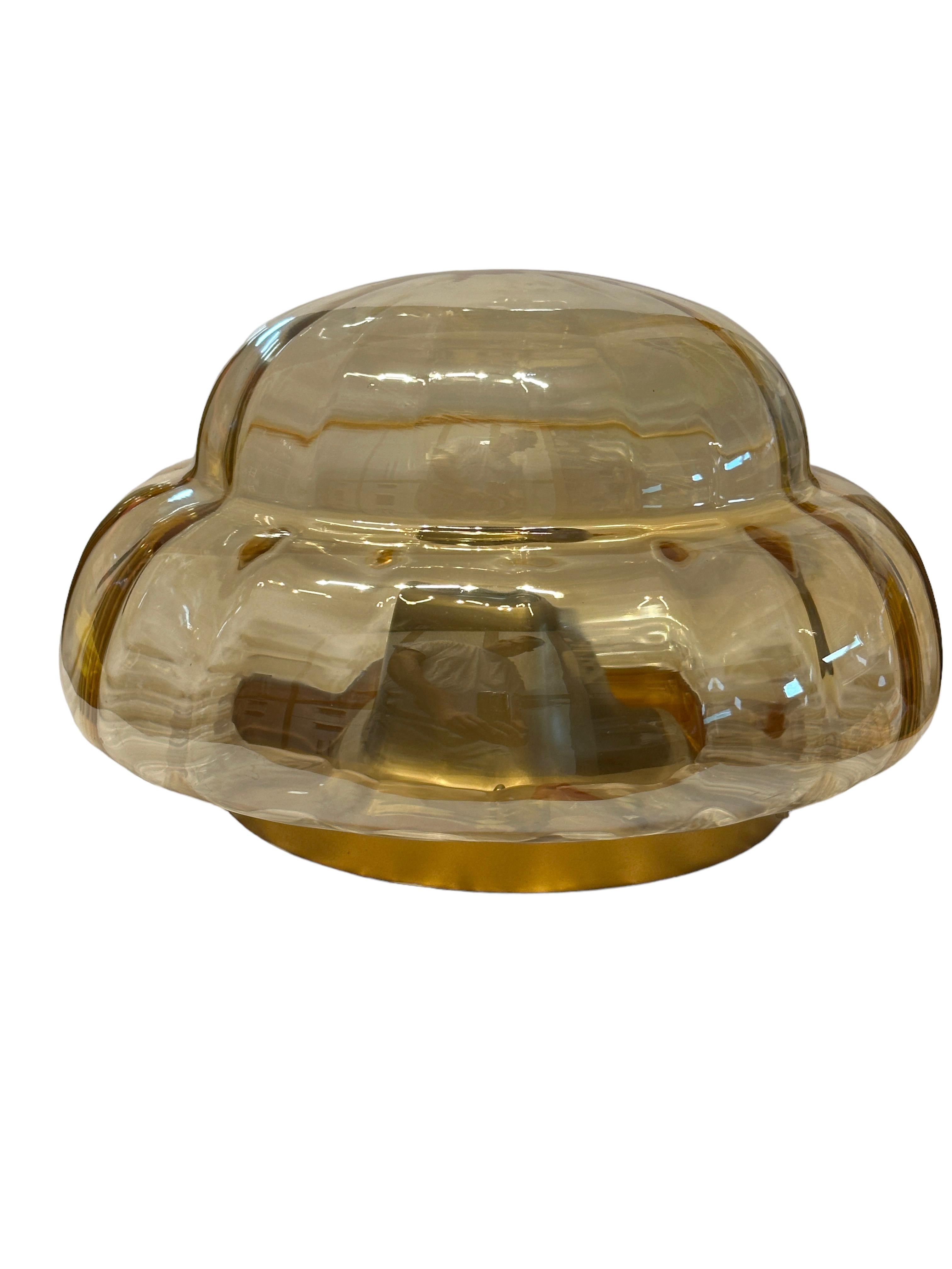 Mid-Century Modern Onion Dome Shaped Mid Century Modern Glass Flush Mount, 1980s For Sale