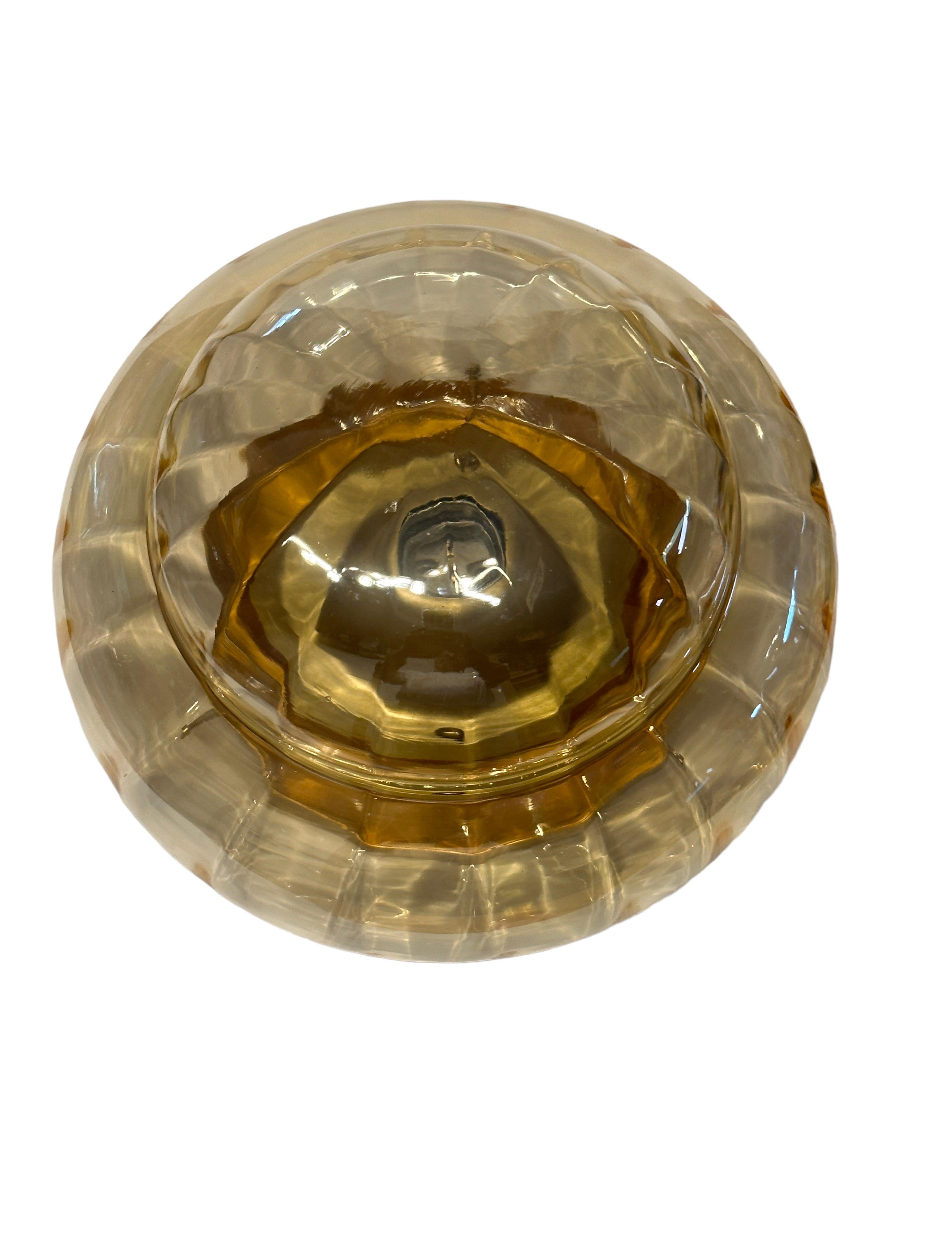 Onion Dome Shaped Mid Century Modern Glass Flush Mount, 1980s In Good Condition For Sale In Nuernberg, DE