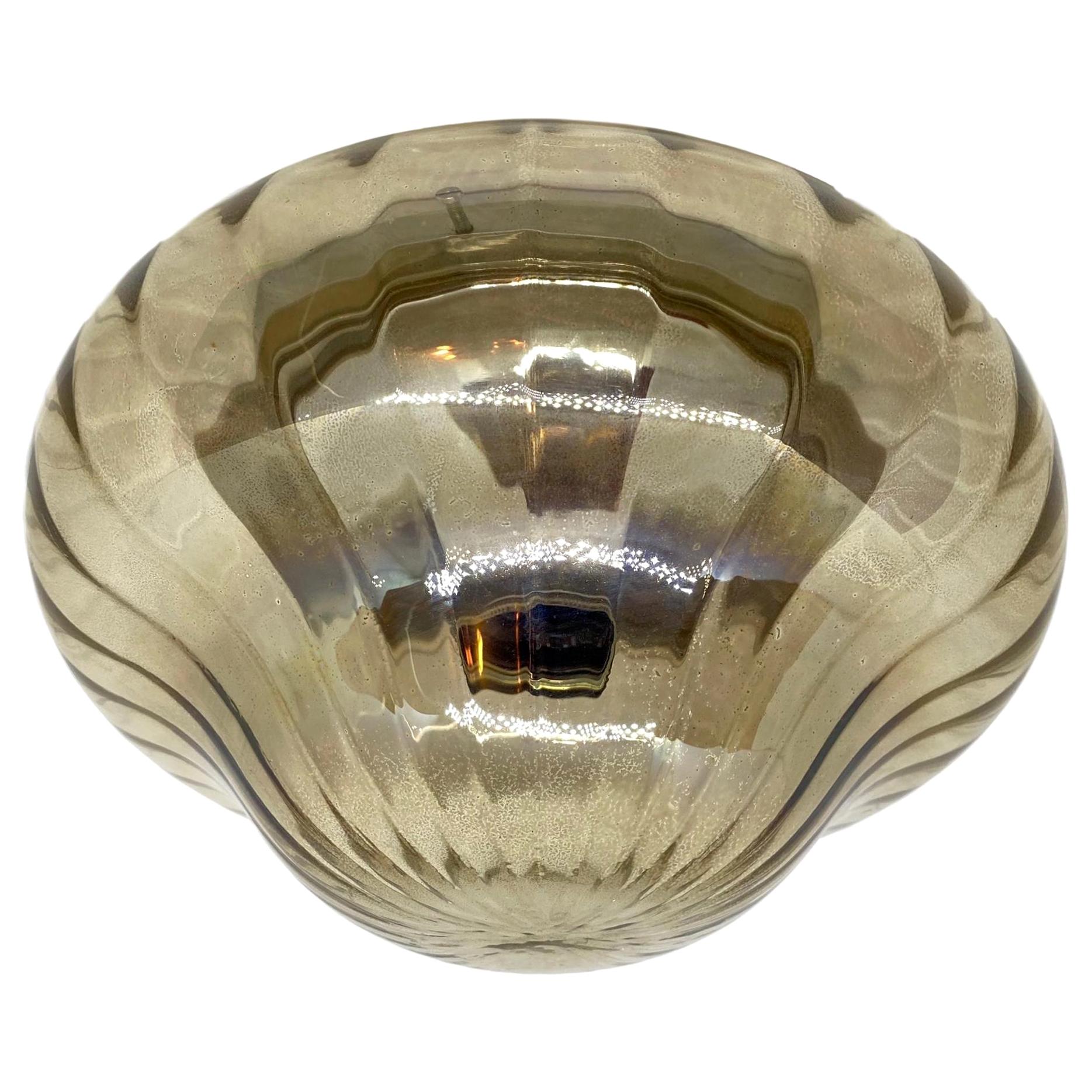 Onion Dome Shaped Mid Century Modern Glass Flush Mount, 1980s