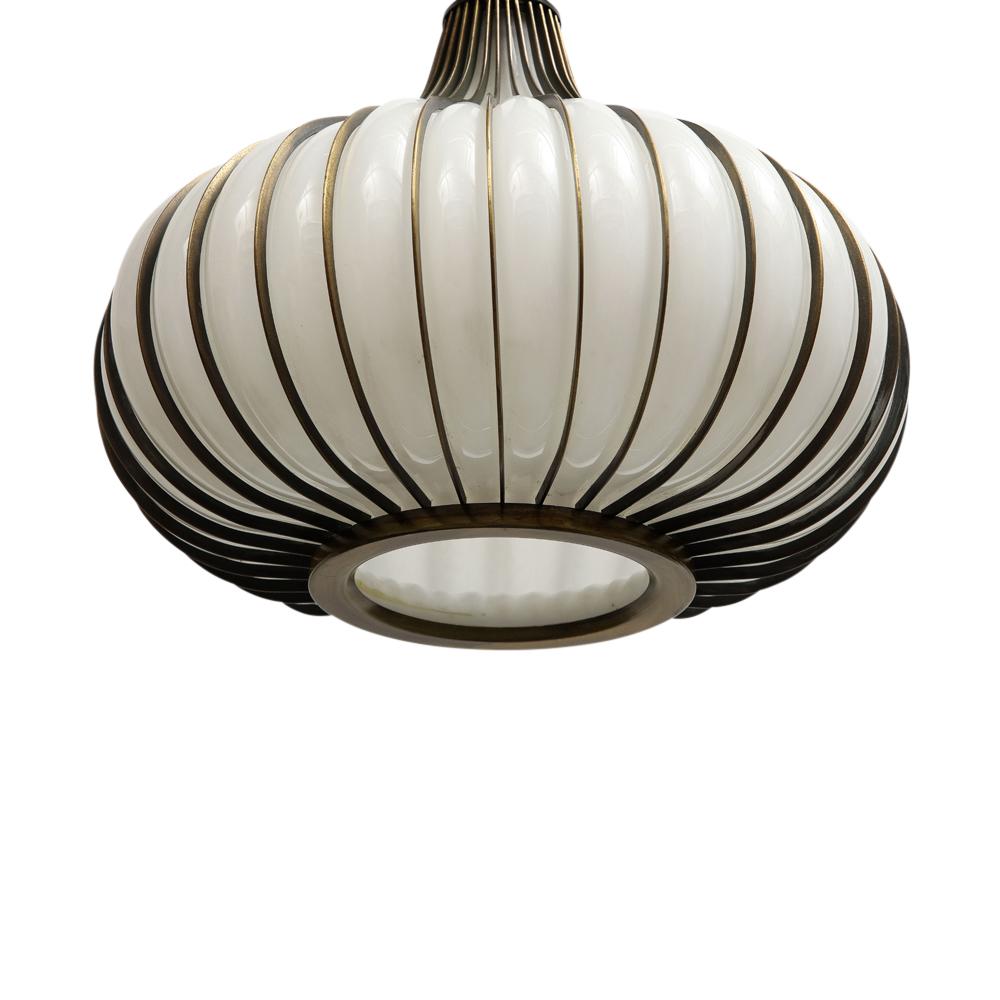 Onion Pendant Lamp, Brass, Glass, Lightcraft of California For Sale 7