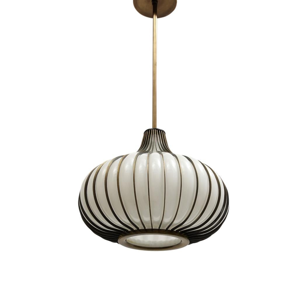 Onion Pendant Lamp, Brass, Glass, Lightcraft of California For Sale 10