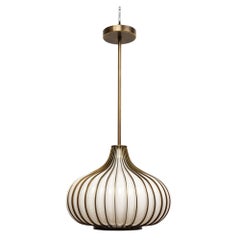 Onion Pendant Lamp, Brass, Glass, Lightcraft of California
