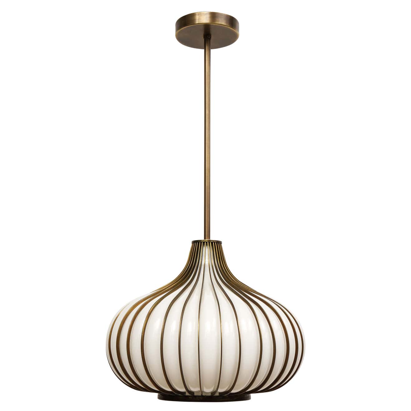 Onion Pendant Lamp, Brass, Glass, Lightcraft of California
