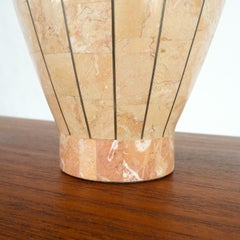 Onion Shape Tessellated Stone Brass Inlay Table Lamp Mint!