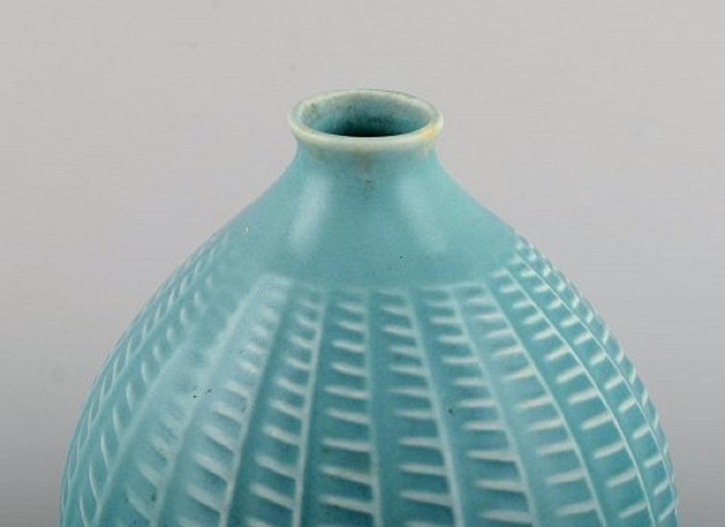 Scandinavian Modern Onion-Shaped Arabia Vase in Glazed Ceramics, Finnish Design, Mid-20th Century