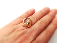 Onion Shaped Diamond Pink Sapphire Rose Gold Cocktail Ring