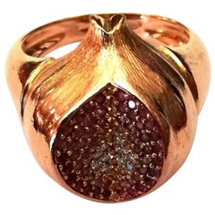 Onion Shaped Diamond Pink Sapphire Rose Gold Cocktail Ring