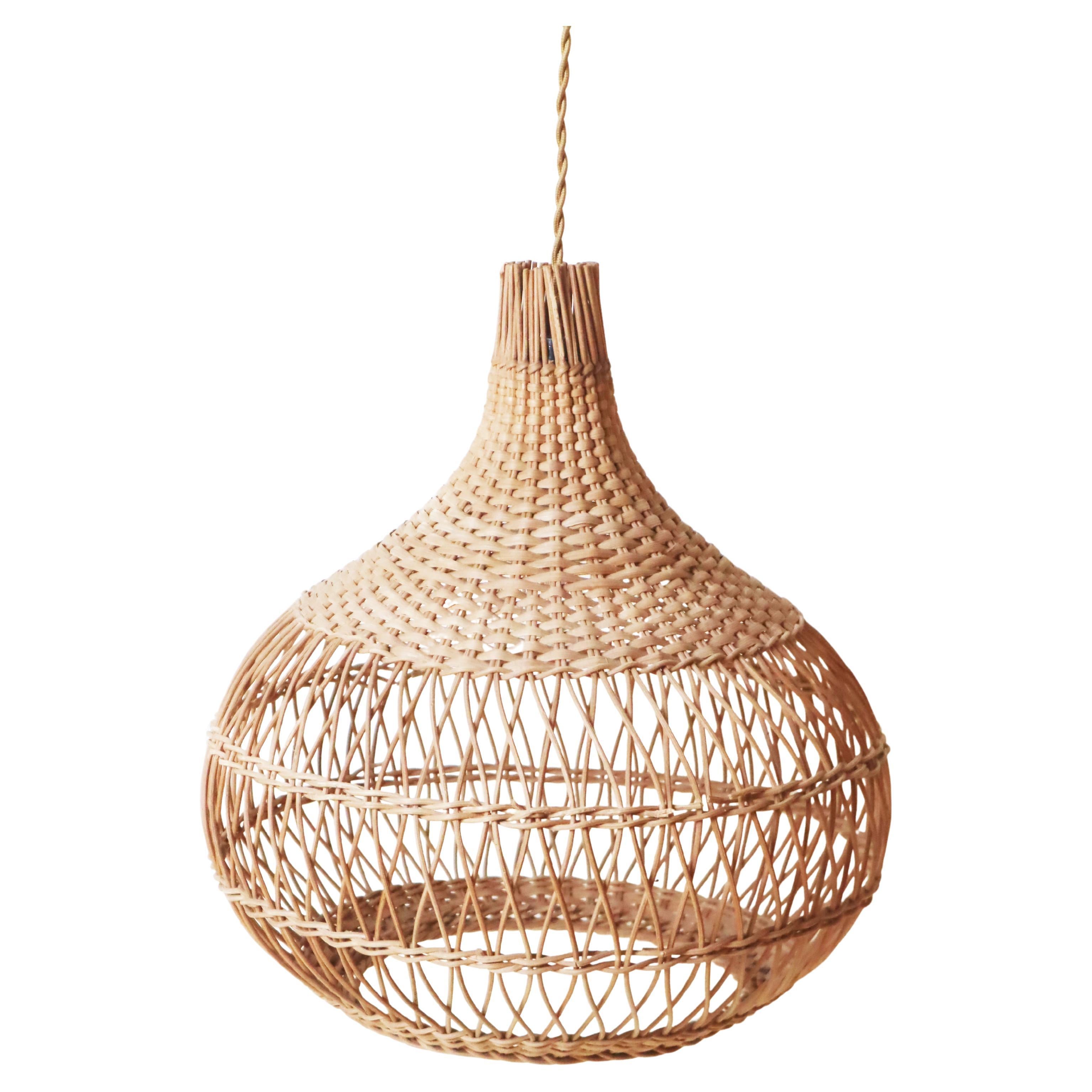 Onion-Shaped Mid-Century Modern Hand-Woven Ceiling Lamp Germany 1960s
