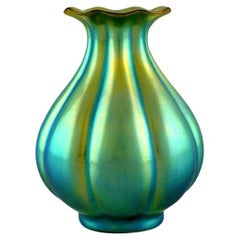 Vintage Onion-Shaped Zsolnay Vase in Glazed Ceramics, Late 20th C