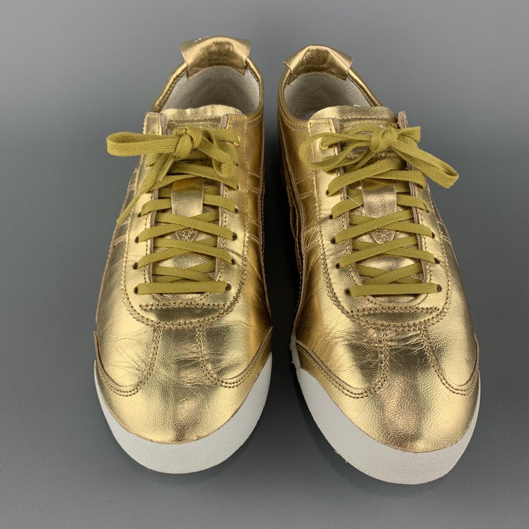 ONITSUKA TIGER Size 9.5 Gold Metallic Leather Lace Up Mexico 66 ...