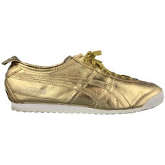 ONITSUKA TIGER Size 9.5 Gold Metallic Leather Lace Up Mexico 66 Sneakers