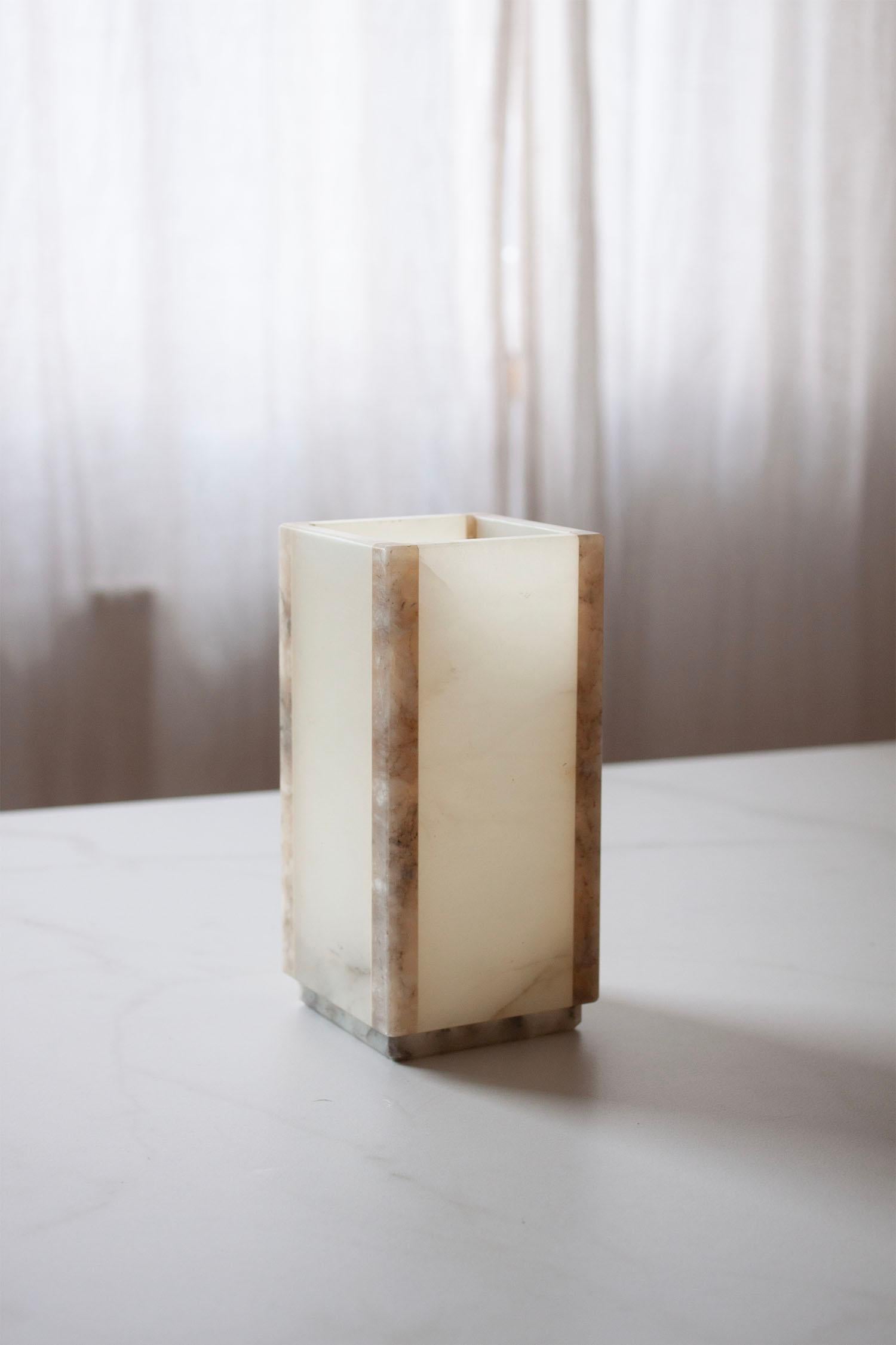 Modern Onix and Marble Vessel For Sale