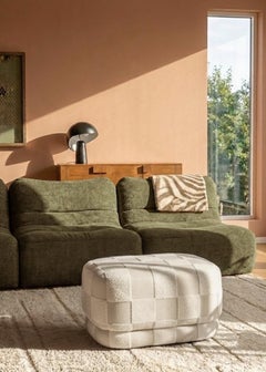 ONIX Grand pouf moderne bio à carreaux bouclés