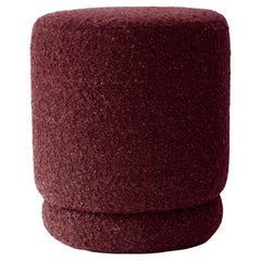 ONIX Organic Modern Pouf Ottoman in Bordeaux color Bouclé
