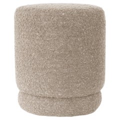 ONIX Organic Modern Pouf Ottoman in Cappuccino white color Bouclé
