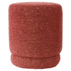 ONIX Organic Modern Pouf Ottoman in Coral Bouclé Deluxe
