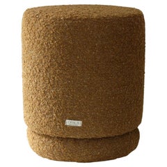 ONIX Organic Modern Pouf Ottoman in Curry color Bouclé