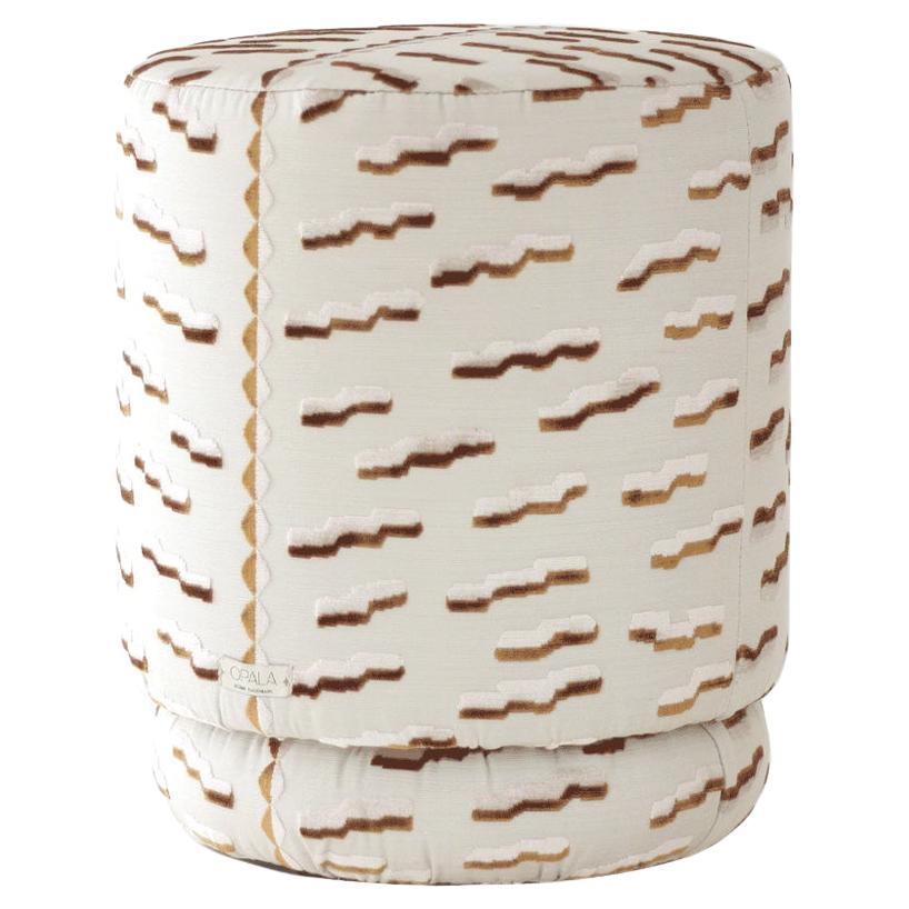 ONIX Organic Modern Pouf Ottoman in Dedar Jacquard Velvet