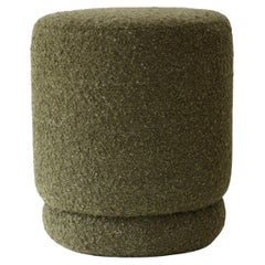 ONIX Organic Modern Pouf Ottoman in Dry Green Bouclé