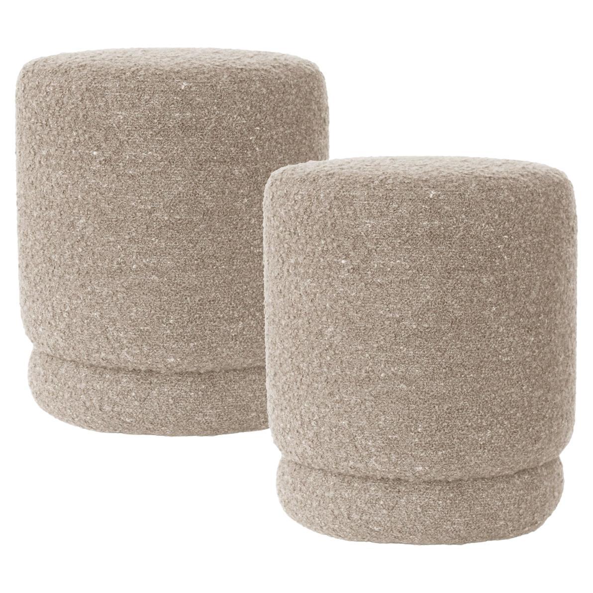 ONIX Conjunto de 2 Pufs Otomanos Modernos Ecológicos en Bouclé Capuchino