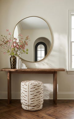 ONIX Organic Modern Set of 2 Stools Ottomans in Dedar Jacquard Velvet