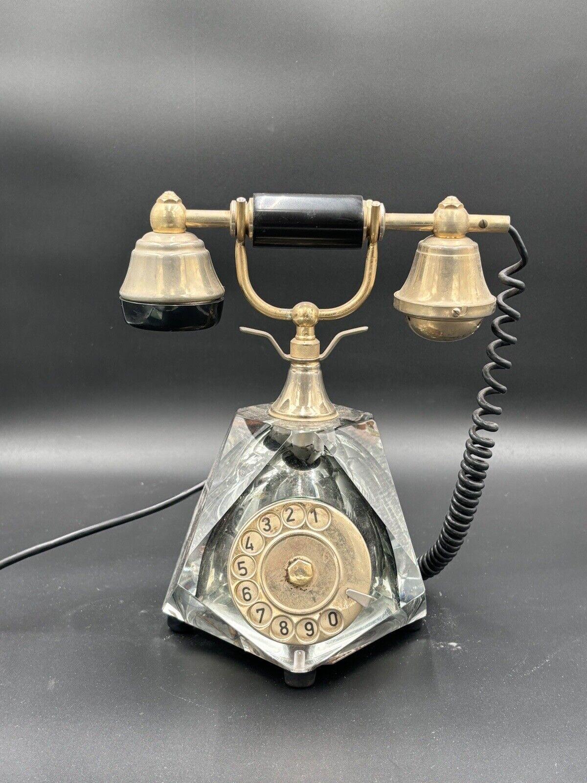 Teléfono Onix de cristal y latón Diseño moderno de los años 60 Italian