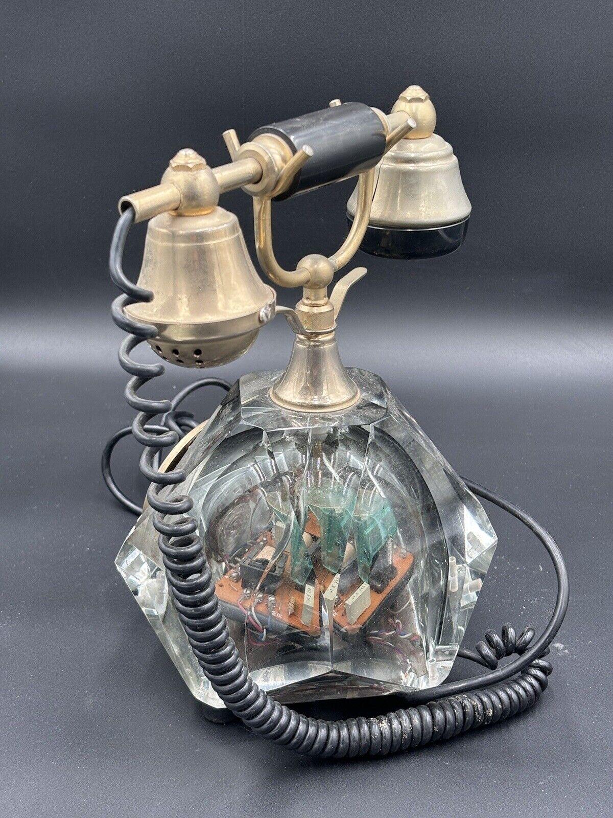 Teléfono Onix de cristal y latón Diseño moderno de los años 60 2