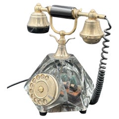 Onix Telephone In Glass And Brass Design 1960's Modernism