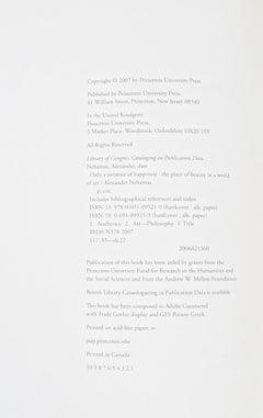 Only a Promise for Happiness the Place of Beauty in a World of Art First Edition