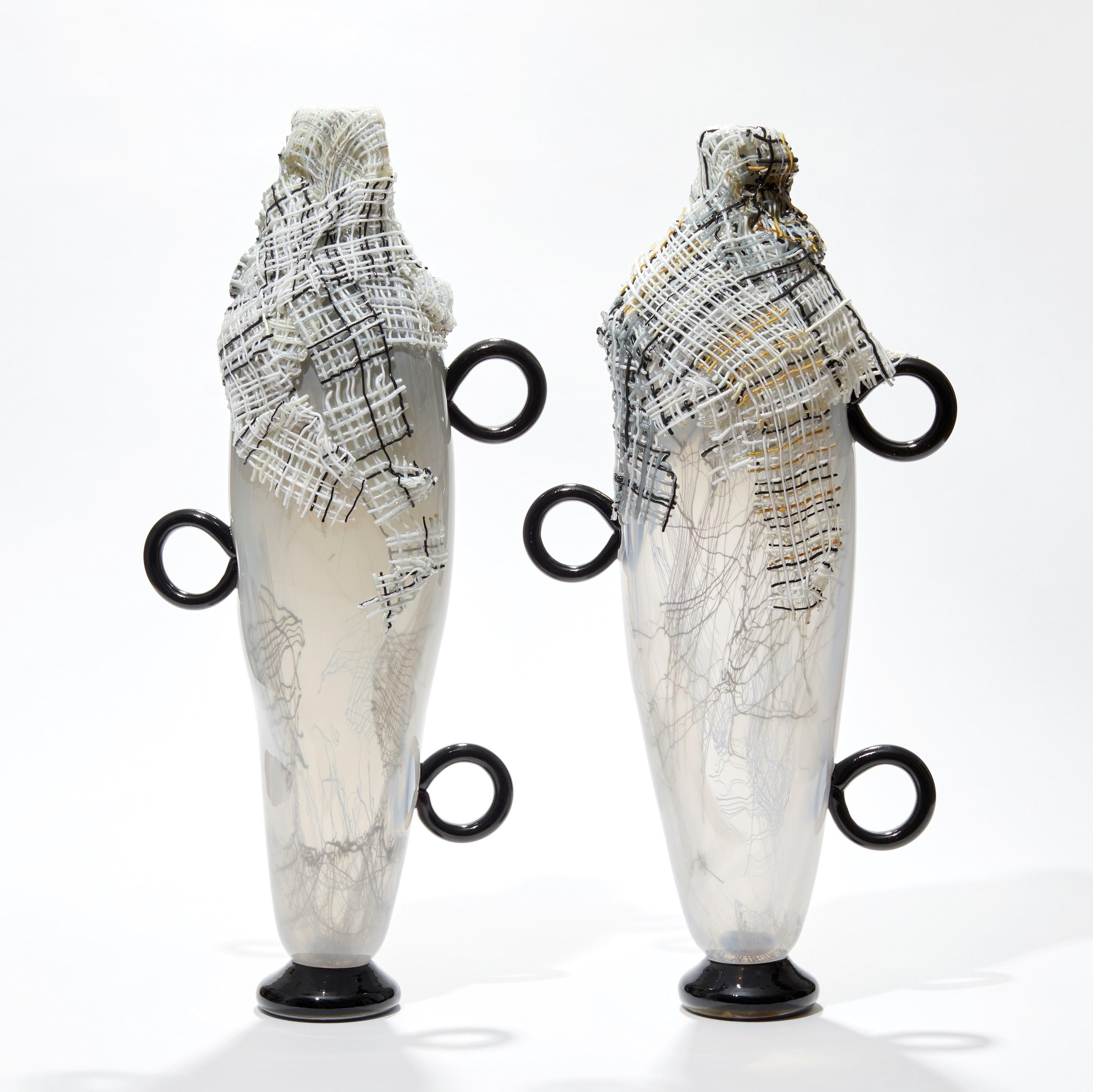 Only Hope Remains I, black & white standing glass sculpture by Cathryn Shilling In New Condition For Sale In London, GB