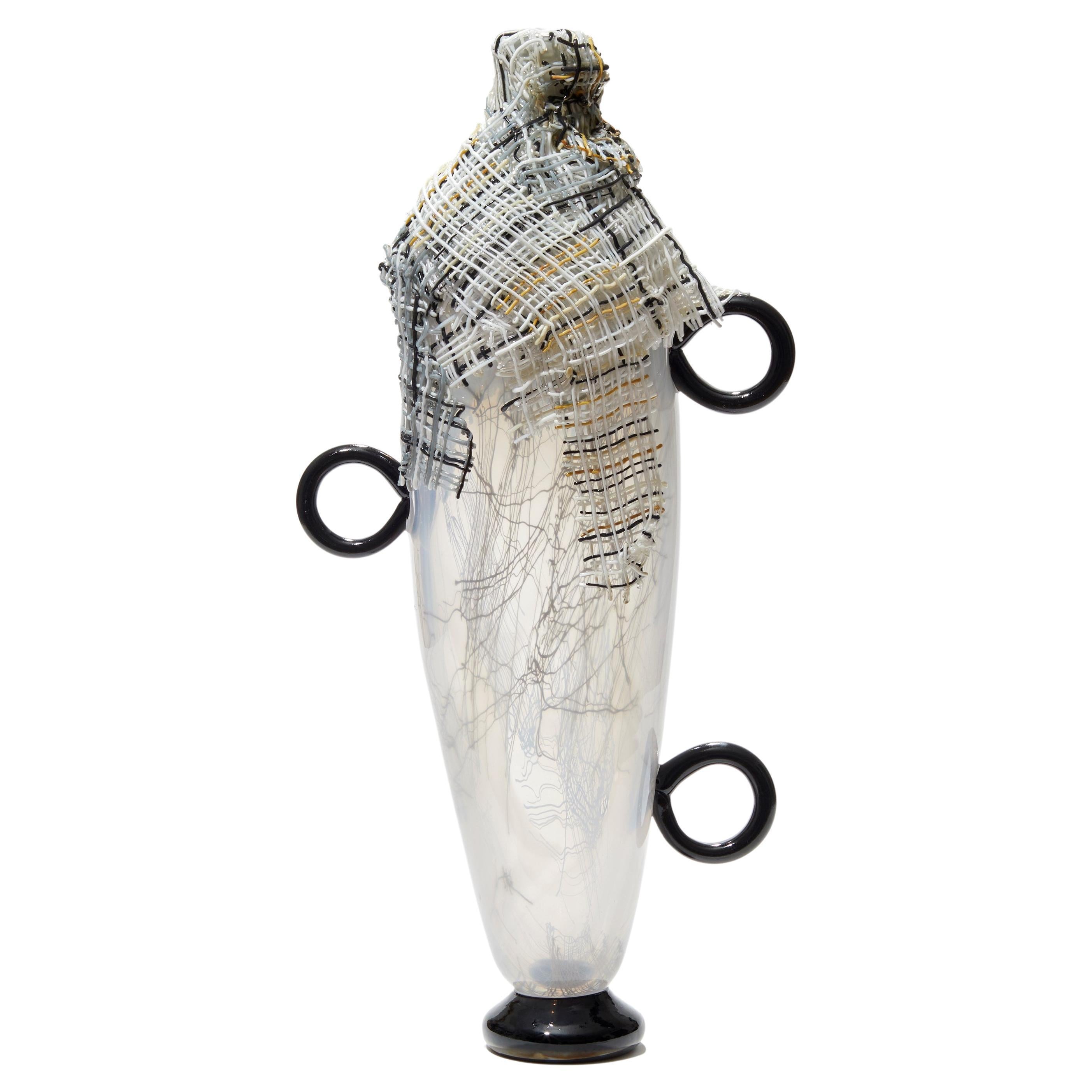 Only Hope Remains II, a monochrome glass standing sculpture by Cathryn Shilling For Sale