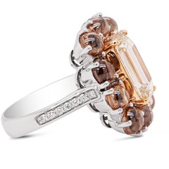 Only One In The World 6 Carat Diamond Cabochon Set With 2 Carat Yellow Diamond