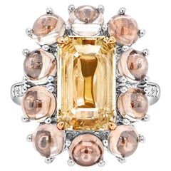 Only One In The World 6 Carat Diamond Cabochon Set With 2 Carat Yellow Diamond