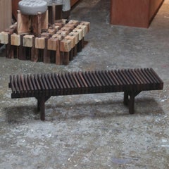 Onmyōdō bench in dark brown wood