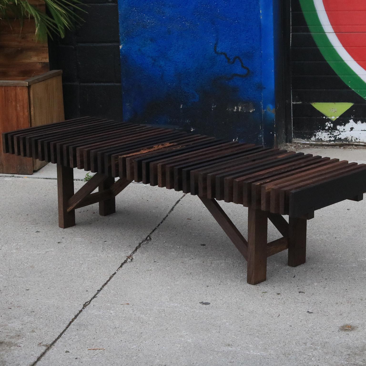 Organic Modern Onmyōdō bench in dark brown wood For Sale