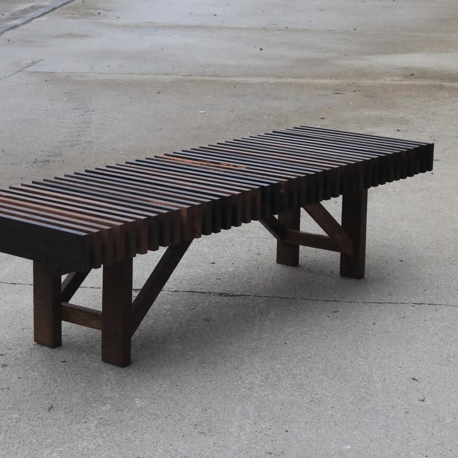 North American Onmyōdō bench in dark brown wood For Sale
