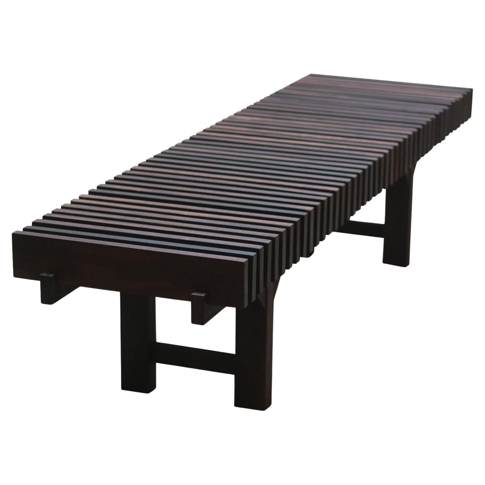 Onmyōdō bench in dark brown wood
