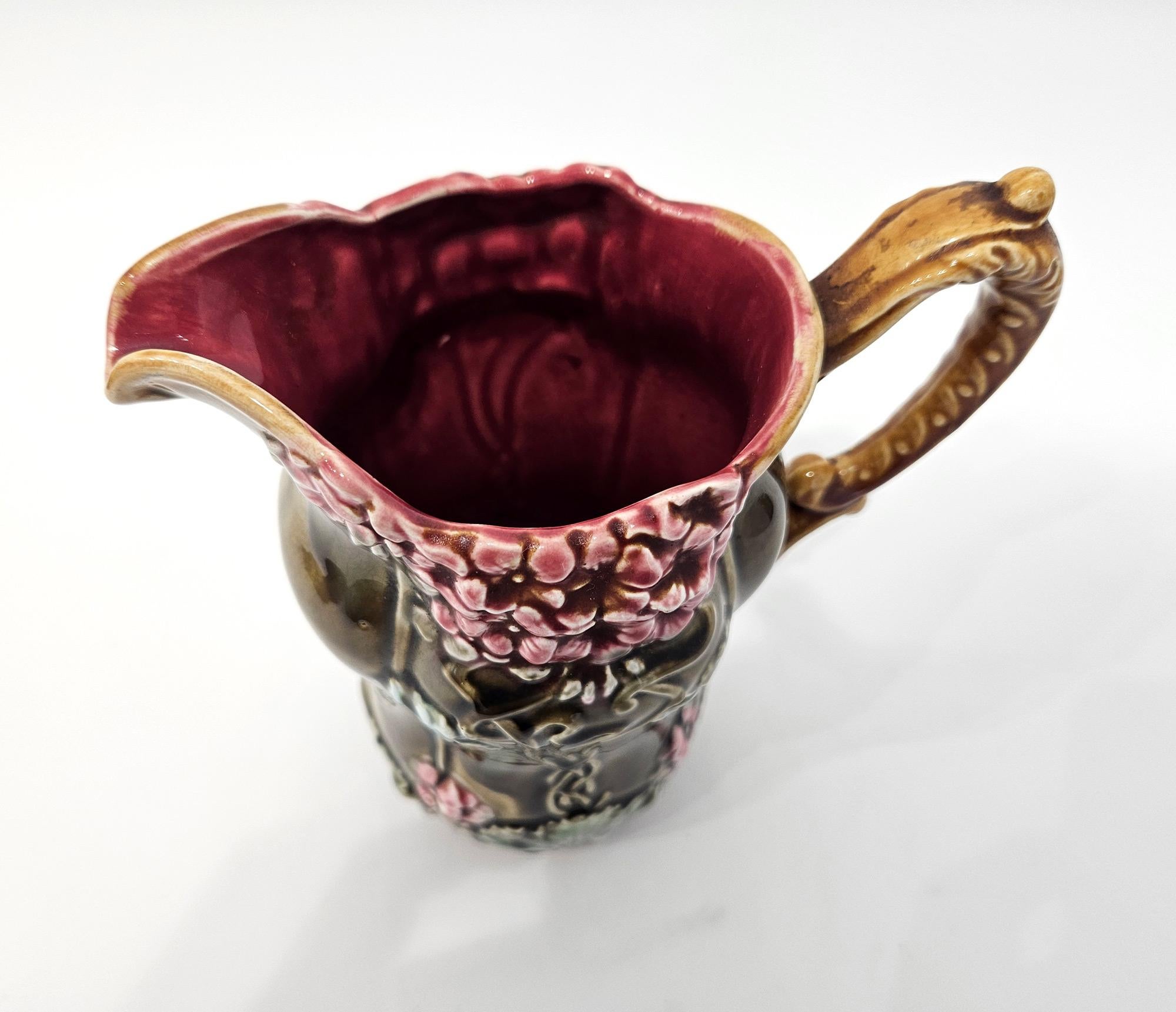 Ceramic Onnaing Majolica Coligny Art Nouveau Pitcher/Jug, France, c. 1880 For Sale