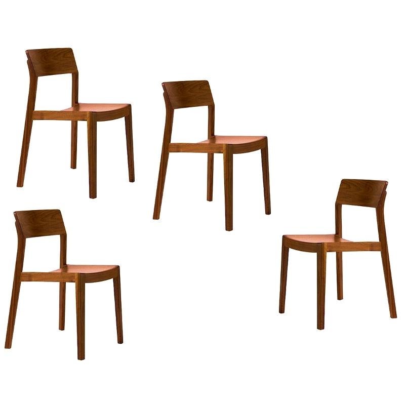 Ono, Swiss Dining Chairs, Design by This Weber, in Walnut, Set of 4