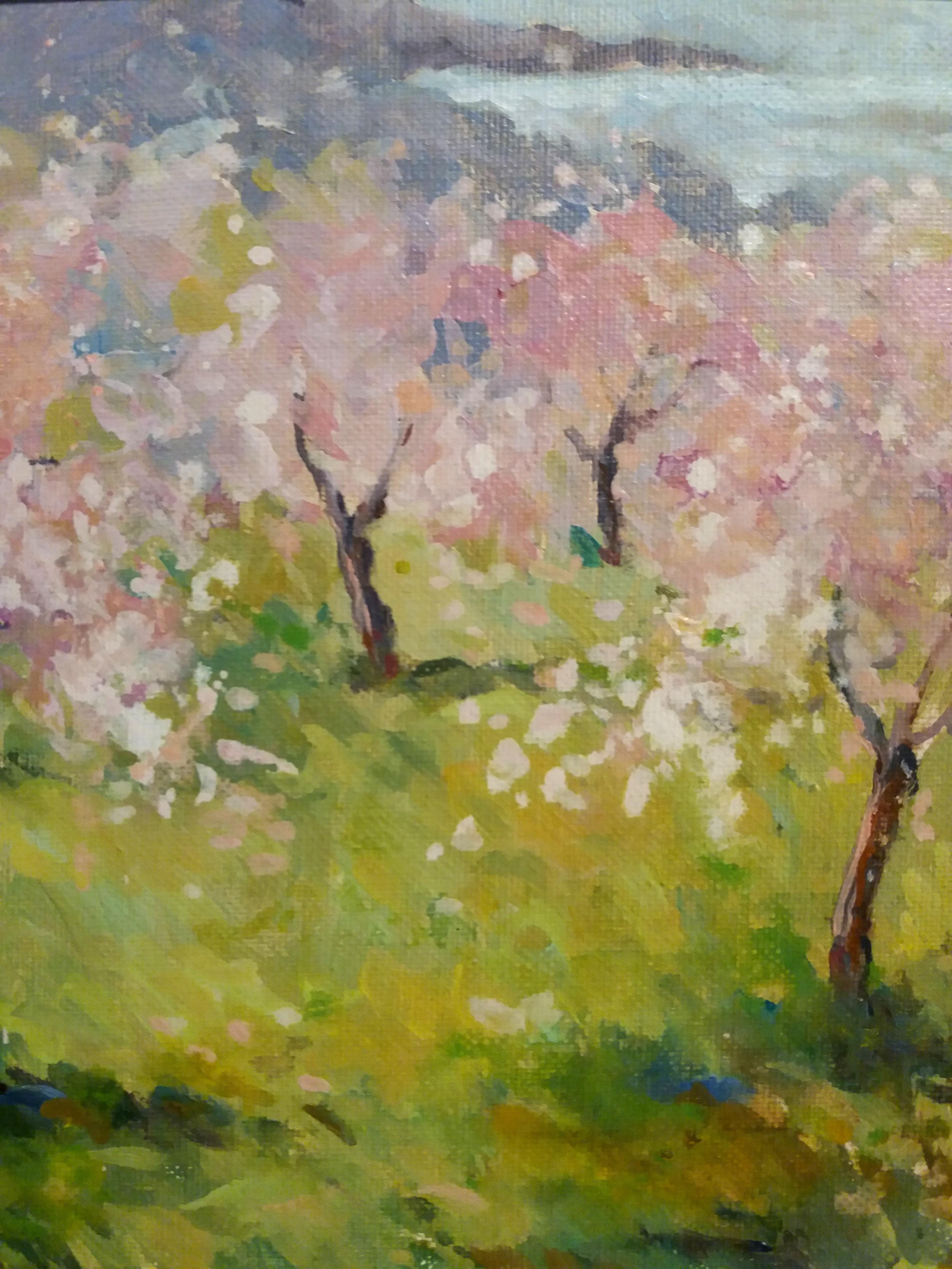 Prohens  Almond Blossom Mallorca. original acrylic painting For Sale 1
