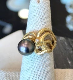 Onofrio d'Oro Octopus Diamond & Pearl 18K Gold Ring