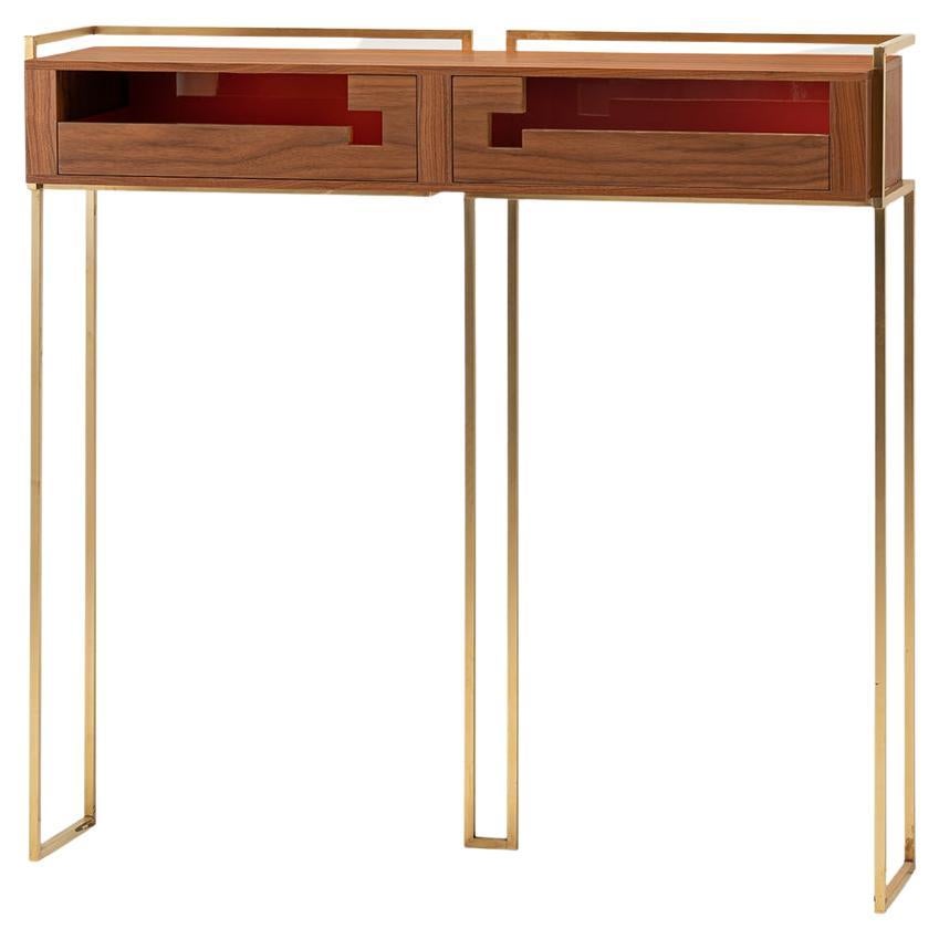 Onorata, tavolo consolle con cassetti ispirato all'architettura di Carlo Scarpa in vendita