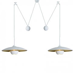 Onos 40 Double Pull White Brass Pendant Lamp by Florian Schulz, Germany